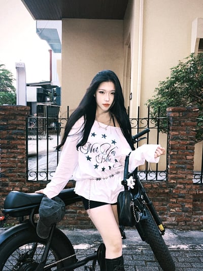 Not your Babe🇰🇷美式復古星環落肩寬鬆長袖上衣2