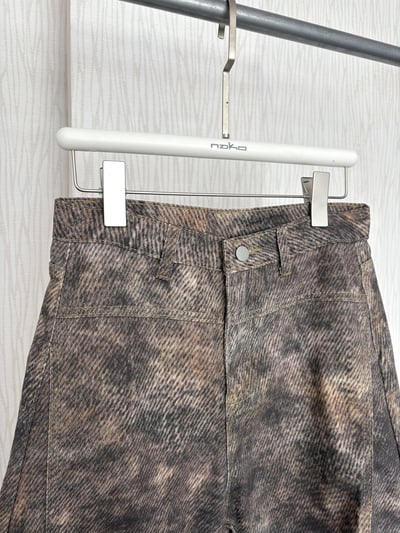 超薄挺款豹紋刺繡字高腰微彎刀褲5