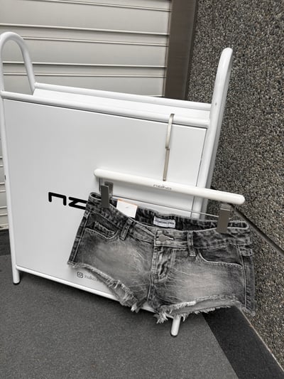 廢土風y2k重工碳灰雪花低腰牛仔短褲2