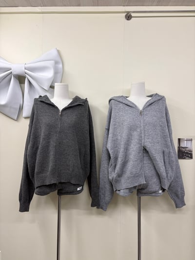 【換季特賣】歐美休閒布標連帽針織拉鍊外套短褲set3