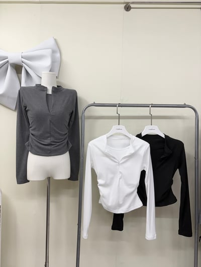 【換季特賣】歐美拉鍊假兩件鬆緊腰身上衣(雙面磨毛)1