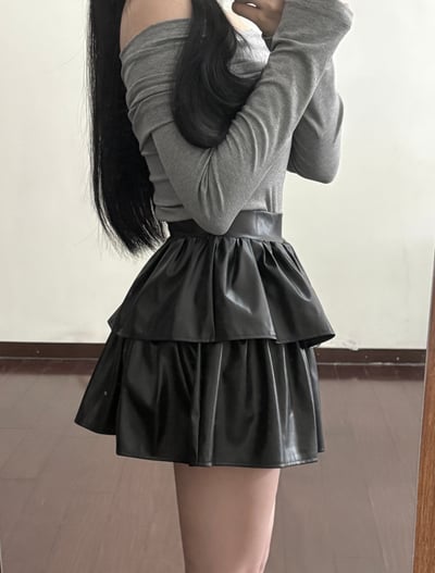 雙層蛋糕皮短褲裙1