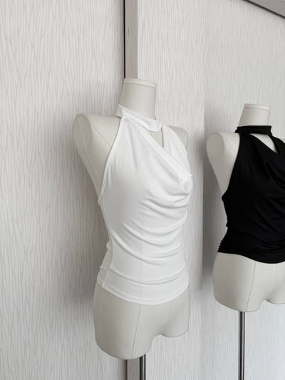 千金風垂墜領掛脖雪紡腰身無袖上衣4