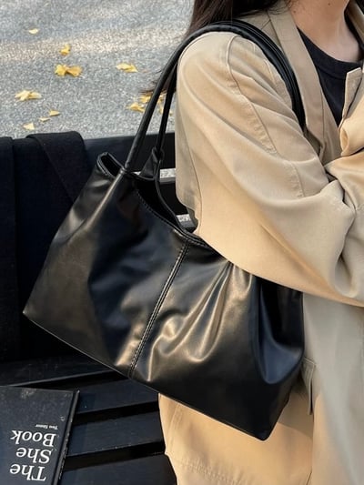 質感大容量單肩軟皮托特包4