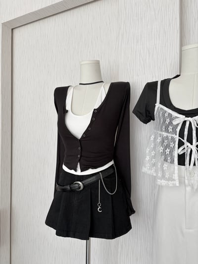 訂製款⊹排扣下U軟綿超彈貼身長袖上衣8