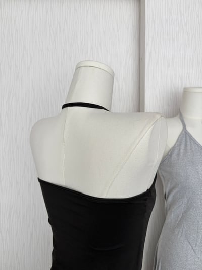 掛脖罩杯彈性薄棉質連身長裙5