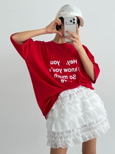 5月連線🇰🇷Love拼接愛心棉質寬鬆T恤1
