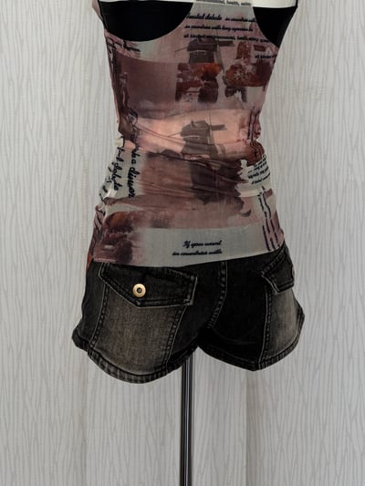 酷辣仿舊感中低腰牛仔短褲2