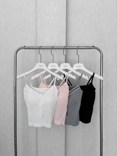 拼蕾絲緞帶結罩杯背心1