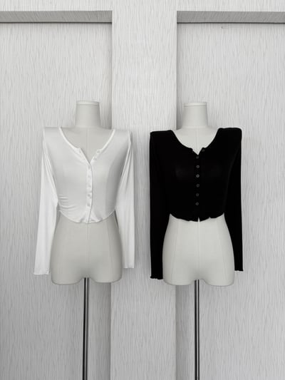 訂製款⊹排扣下U軟綿超彈貼身長袖上衣5