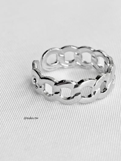 銀鎖鏈環開口戒指4