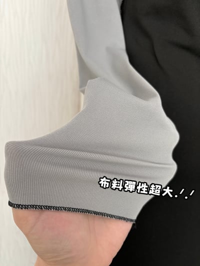 三扣黑邊超短版冰山灰彈性涼感上衣6