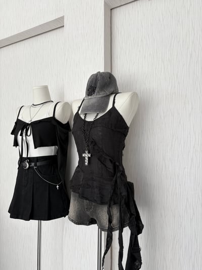 廢土風刷破墜布細肩背心6