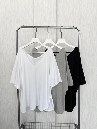 5月連線🇰🇷愛心LOVE大V領美背側開衩圓弧棉質寬鬆T恤5