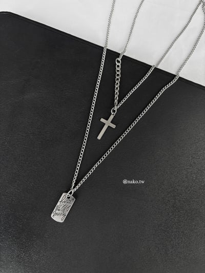 【限量現貨】十字架字母鐵片1+1項鍊1