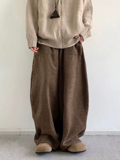 巧克力軟毛線彎刀褲1