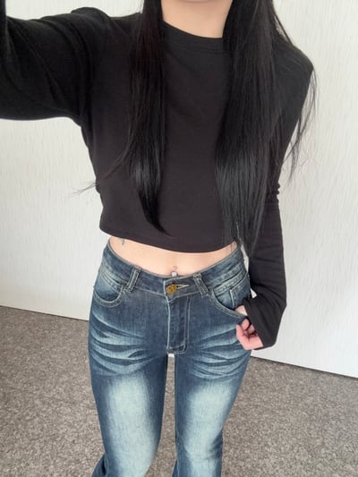 【限量現貨】Y2K刷白假摺感中低腰牛仔喇叭褲5