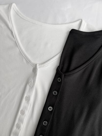 訂製款⊹排扣下U軟綿超彈貼身長袖上衣9