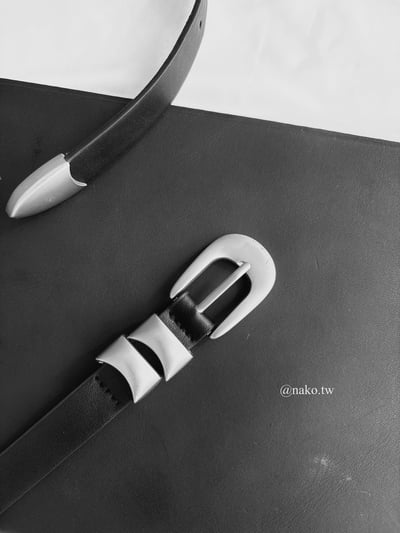 質感古銅銀細款真皮皮帶1