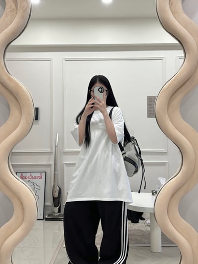 自訂款⊹圓領oversize超寬鬆長版棉質素T7