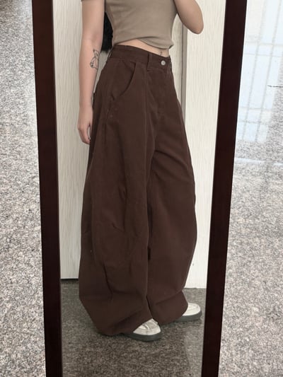 磨砂可可色軟薄牛仔鯊魚彎刀褲3