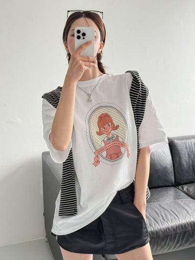 5月連線🇰🇷法式圓框女孩棉質寬鬆T恤3