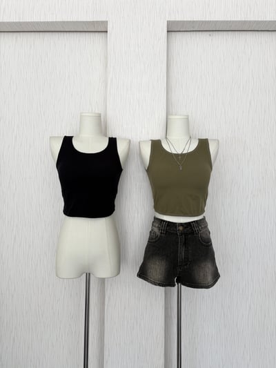 歐美粗肩車線短版罩杯背心6