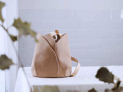 DIY材料包： 鬱金香 皮革帆布肩背包12