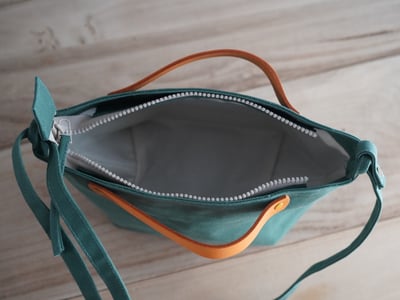 【福利品】85. 拉鍊小托特包 湖水藍綠 5 折2