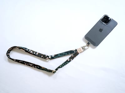 皮革五金組：花布手機掛繩1