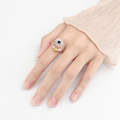 S925銀蜜蜂采蜜旋轉戒指2