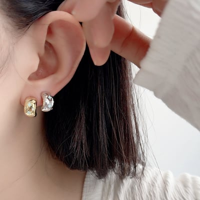 S925純銀夜光四芒星寬體C形耳釘3