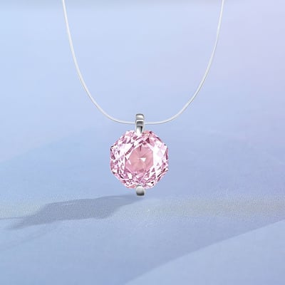 透明魚線銀玫瑰花切割吊墜隱形項鏈1