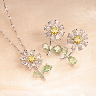 S925銀花朵輕奢氣質鋯石鎖骨鏈7