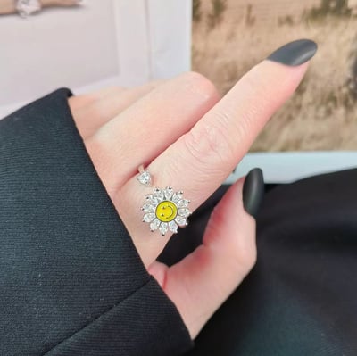 S925銀太陽花旋轉戒指2