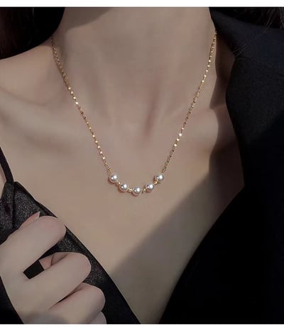 925純銀飾品唇形微笑珍珠項鏈女跨境爆款秋冬高級感毛衣鏈不掉色5
