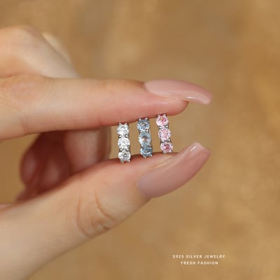 S925純銀小清新彩色鋯石耳環3
