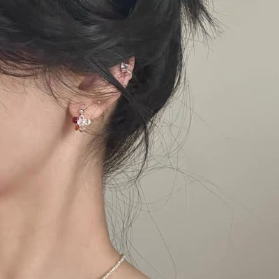 S925純銀多巴胺耳釘女小眾設計甜美彩色鋯石耳環氣質精緻耳墜耳飾2