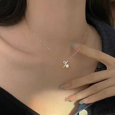 925純銀小眾設計百分比珍珠項鍊女輕奢高級感毛衣鏈鎖骨鏈飾品5