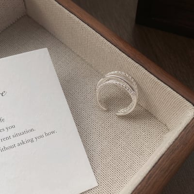 S925純銀多層麻花扭線戒指女小眾設計ins風指環輕奢高級感開口戒2