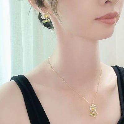S925銀花朵輕奢氣質鋯石鎖骨鏈2