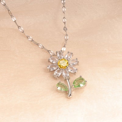 S925銀花朵輕奢氣質鋯石鎖骨鏈4