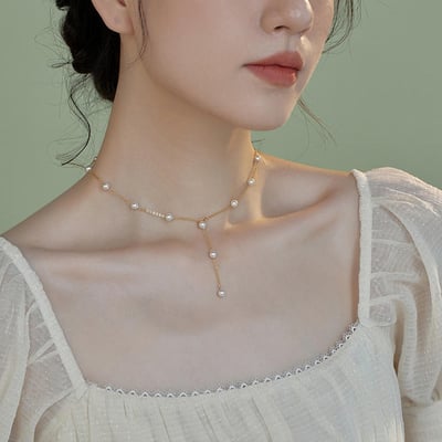 925純銀滿天星珍珠項鍊女 夏季新中式施家輕奢高級感鎖骨鏈不掉色4