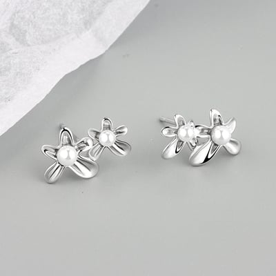 不規則小花珍珠貝珠耳釘4