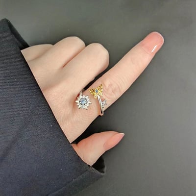 S925銀雛菊蜻蜓旋轉戒指2