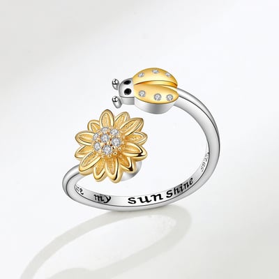 太陽花七星瓢蟲旋轉戒指4