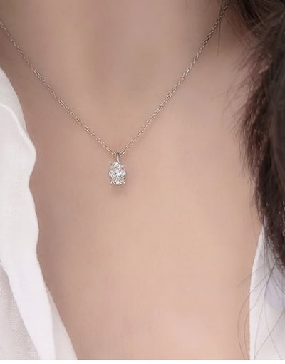 S925純銀長方形簡約莫桑鑽項鏈10