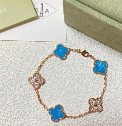 梵N五花間隔纘四葉草手鏈系列(玫瑰金色)8