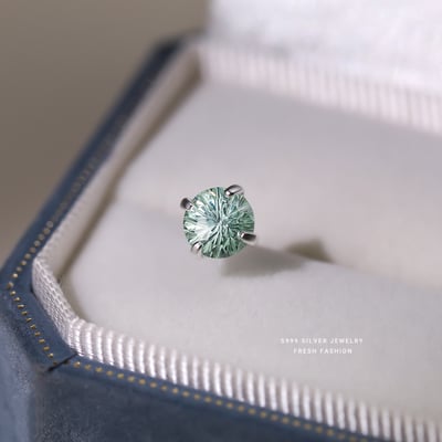 s999純銀爆閃煙花切彩鋯石耳釘10