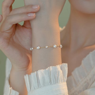S925純銀滿天星珍珠手鏈女秋冬百搭輕奢手飾高級感不掉色手串飾品3